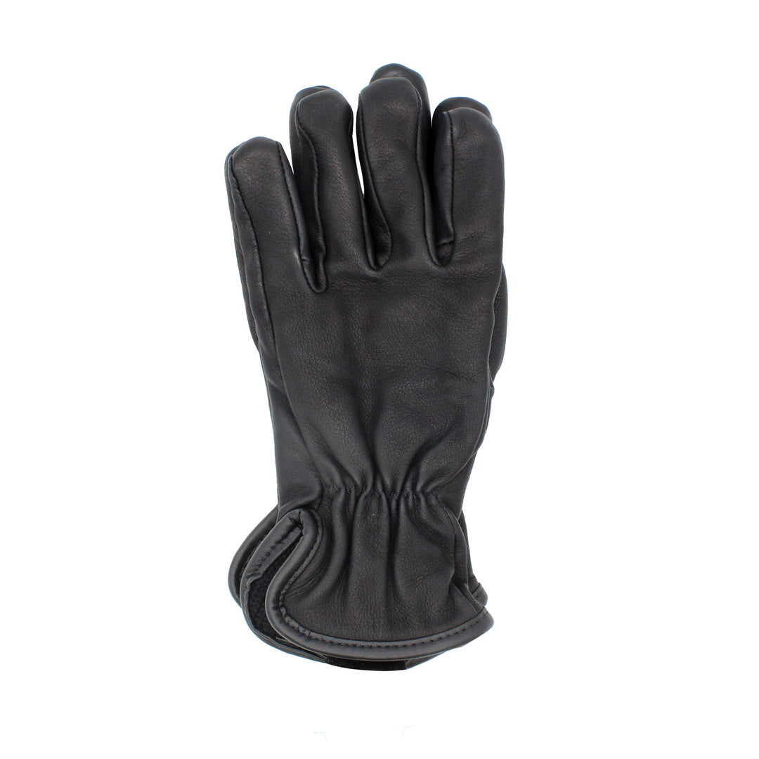 Black leather glove on a white background
