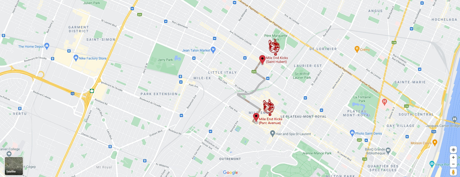 Location of our MEK Stores. MEK Parc Avenue & MEK Saint Hubert(Le Hub')