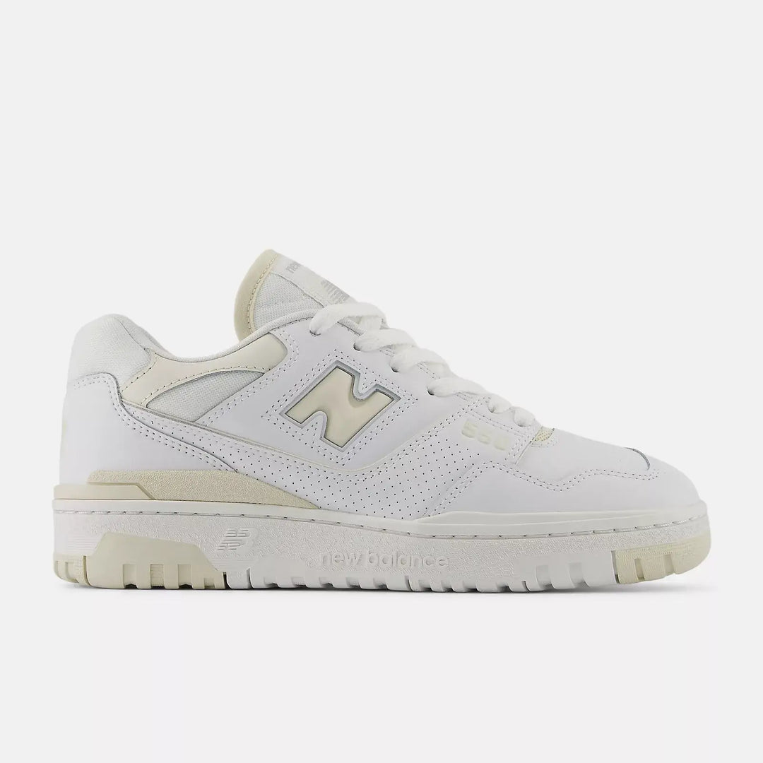 New Balance Women's 550 BBW550BK White Linen - Sleek leather upper with durable rubber outsole for optimal traction and style. Side Right