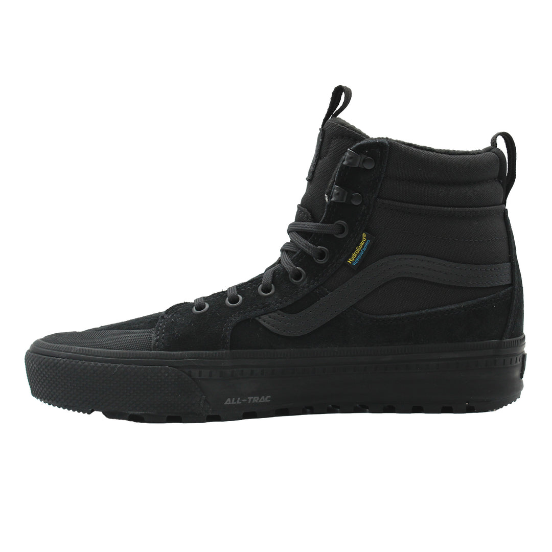 Black high-top sneaker on a white background