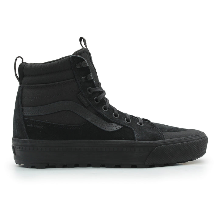 Black high-top sneaker on a white background