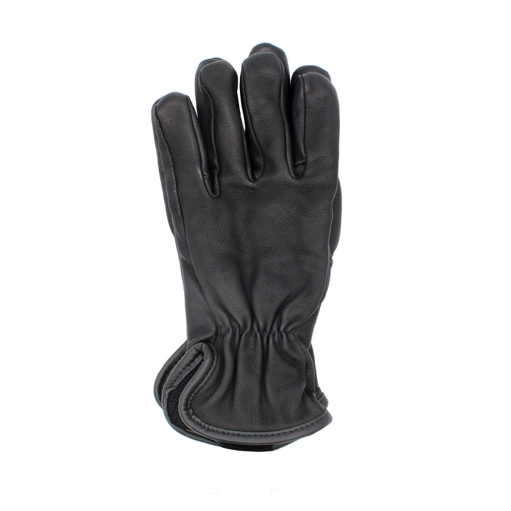 Black leather glove on a white background