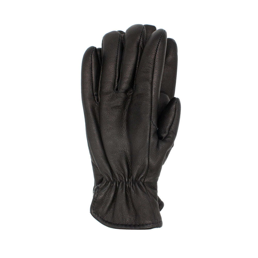 Black leather glove on a white background