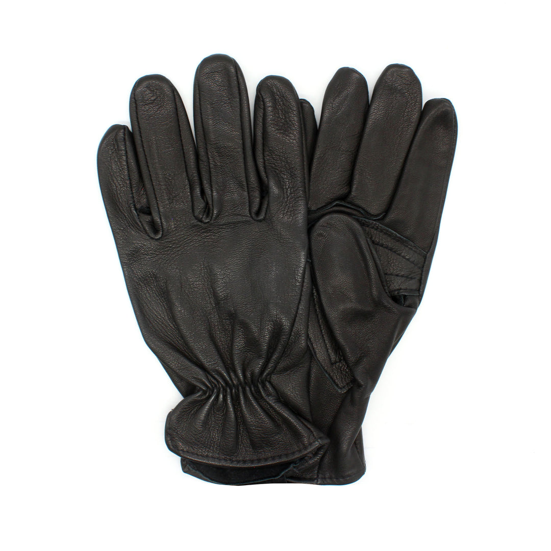 Black leather glove on a white background