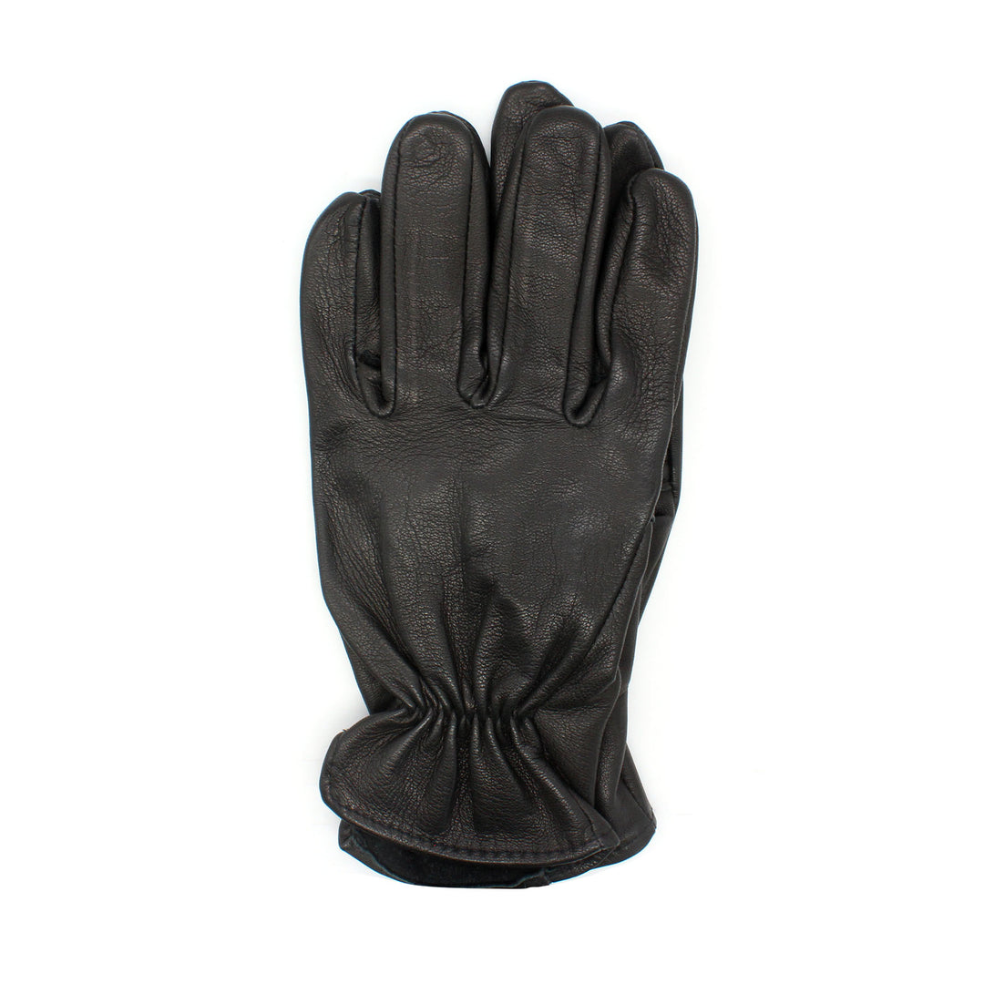 Black leather glove on a white background