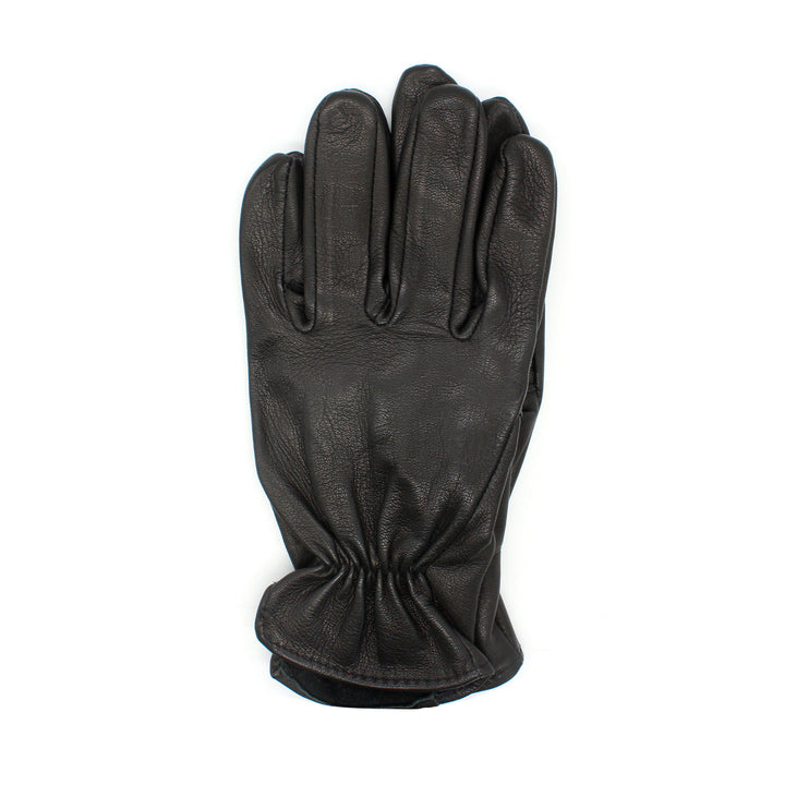 Black leather glove on a white background