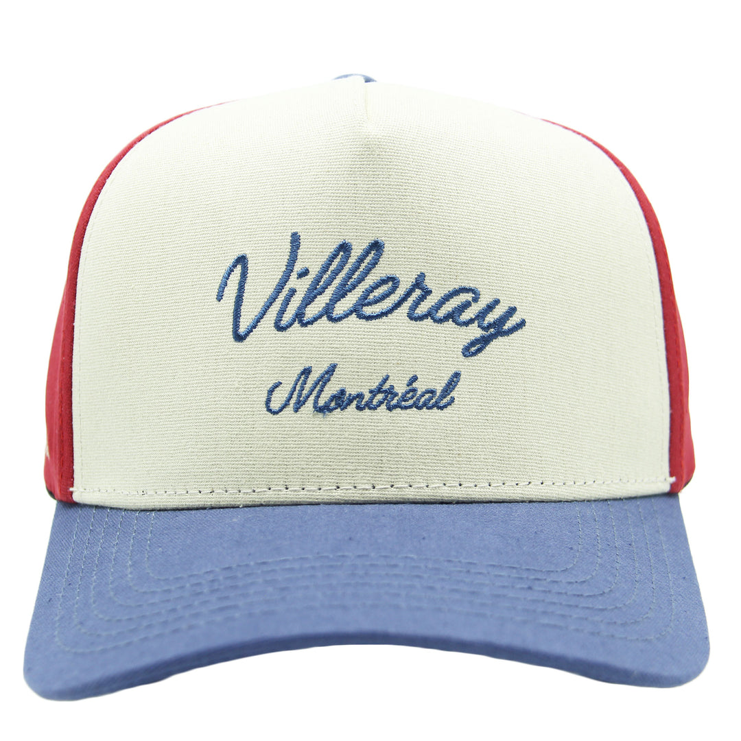 Trucker hat with 'Villeray Montreal' text on a white background
