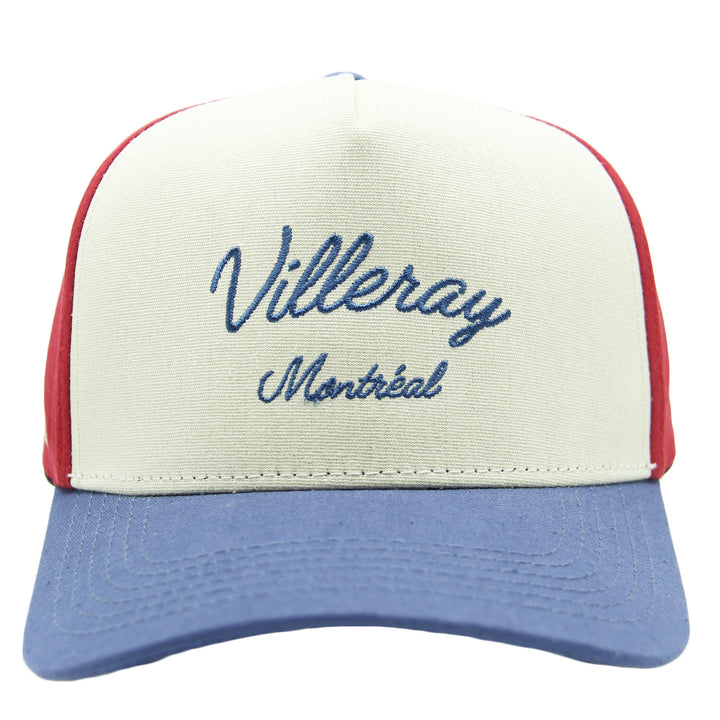 Trucker hat with 'Villeray Montreal' text on a white background
