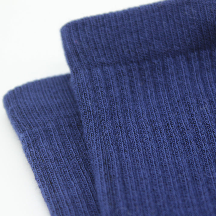 Close-up of blue socks with a white background