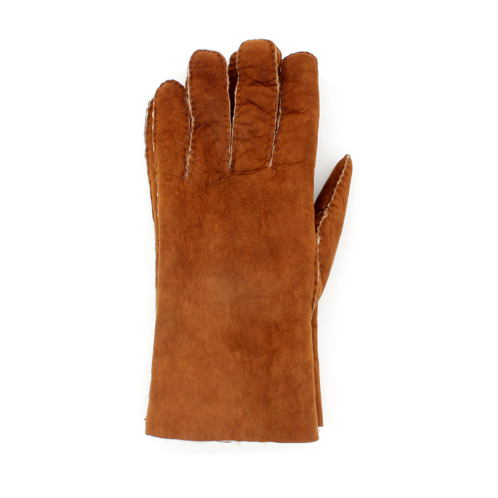 Brown leather glove on a white background