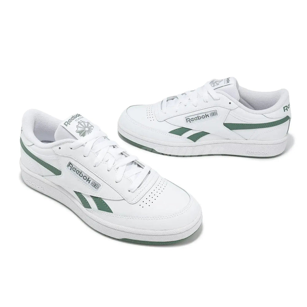 Men's Reebok Shoes with Full Grain Leather Upper - Retro Colorways - Fresh Heritage Design - White/Green profile view