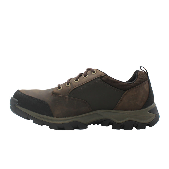 Brown and black shoe on a white background