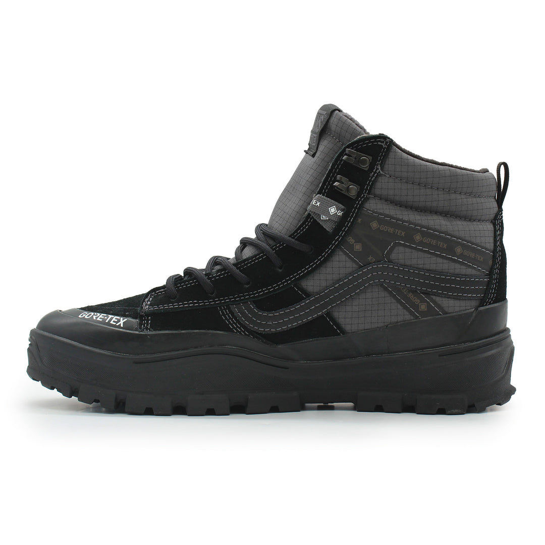 Black high-top sneaker with GORE-TEX branding on a white background