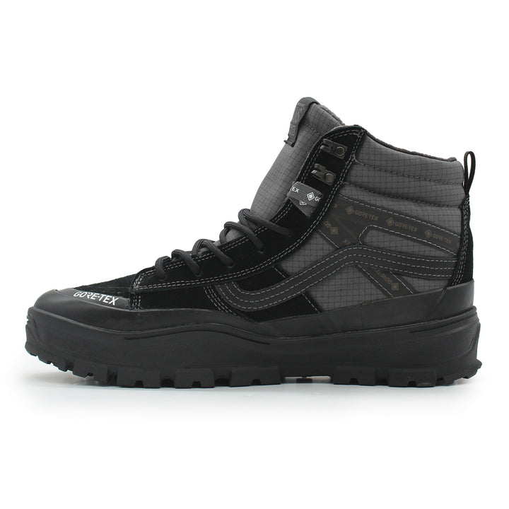 Black high-top sneaker with GORE-TEX branding on a white background
