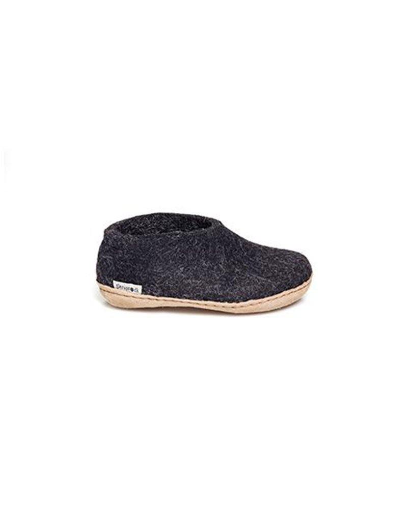 Glerups Junior Leather Sole Charcoal, Glerups, slippers, black, kids, slippers, black, kids, slippers      - Mile End Kicks